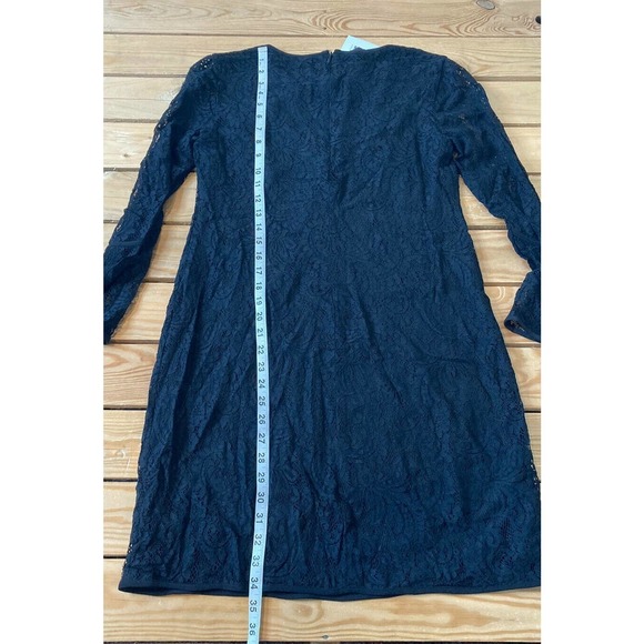 NWT ANN KLEIN Black Lace Long Sleeve Dress Size 6 - Picture 7 of 9